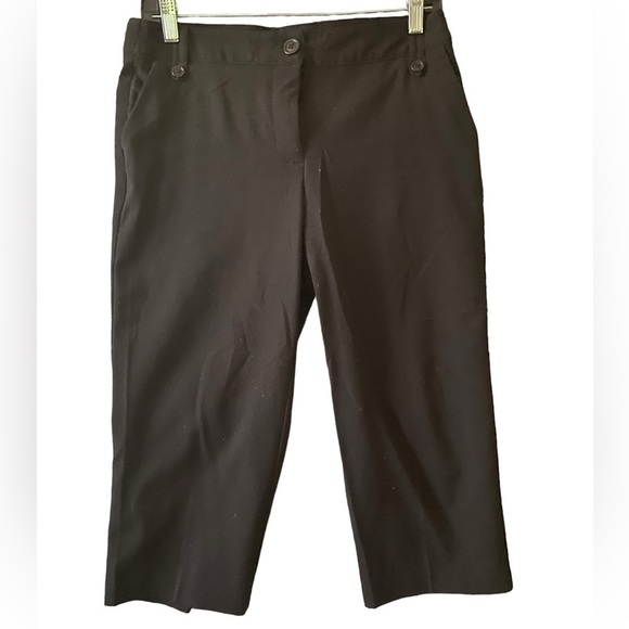 Counterparts Black Capri Sz 8p Front & Back Pockets Button Accents Belted - Picture 1 of 8